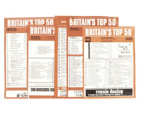 Record Shop Posters: UK “Top 50” record shop posters: 1967-70, including Rolling Stones, Beatles, Elvis, Badfinger, Fleetwood