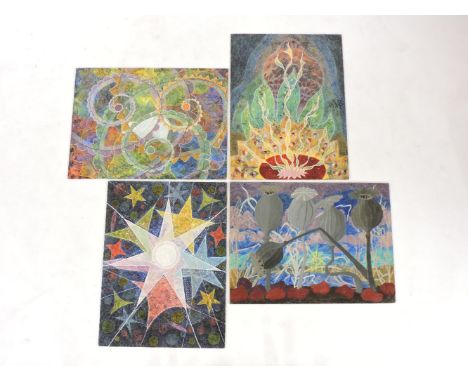 Elvic Steele (1920-1997)'CREATION OF COLOUR AFTER LIGHT';'LIGHT THE CREATOR';'FLAME OF CREATION';'THE DREARINESS OF WAR'Four,