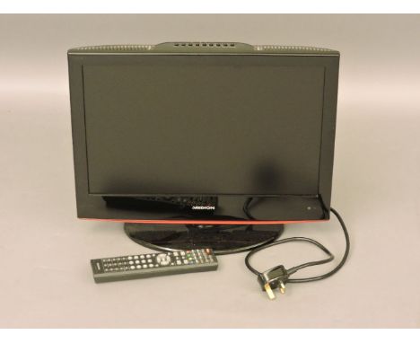 A Medion 19in LCD television, and a vintage styled modern stereo hi-fi system