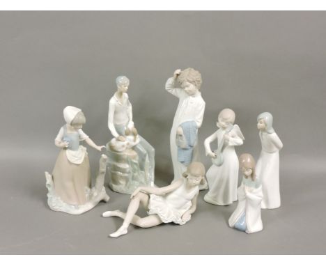 Nao and Lladro figures, one neck restored