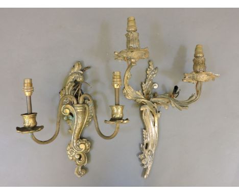 A white painted rise and fall light, and two sconce wall lights