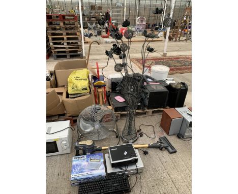 AN ASSORTMENT OF ITEMS TO INCLUDE A BELDRAY STICK VACUUM AND A FAN ETC
