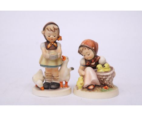 TWO GOEBEL HUMMEL FIGURES "CHICK GIRL" AND "BE PATIENT"