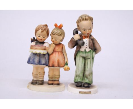 TWO GOEBEL HUMMEL FIGURES "HELLO" NO. 124/0 (1960-72) AND "HAPPY BIRTHDAY" NO. 176/0