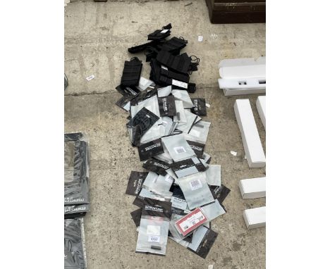 AN ASSORTMENT OF NEW AND PACKAGED ITEMS TO INCLUDE PELTOR LINKS, FRONT SIGHT TOOLS AND MOUNT RAIL ETC