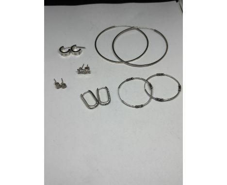 SIX PAIRS OF SILVER EARRINGS