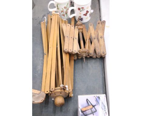 TWO VINTAGE WOODEN UMBRELLA WOOL WINDERS