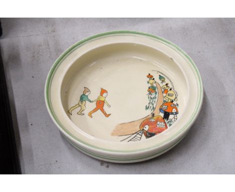 A VINTAGE JOAN SHORTER, KIDDIES WARE BOWL WITH PIXIE DESIGN
