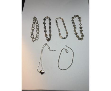 SIX SILVER BRACELETS