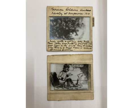 TWO RARE WW1 1914 1914 MAGIC LANTERN SLIDES OF GERMAN SOLDIERS