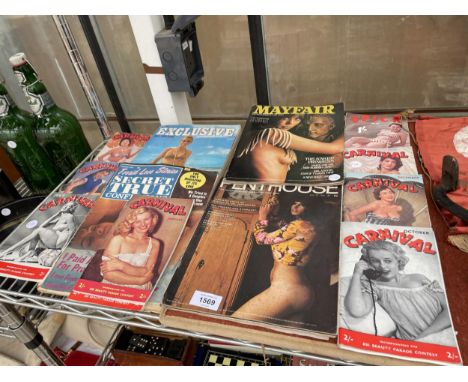 AN ASSORTMENT OF VINTAGE MAGAZINES TO INCLUDE MAYFAIR, SPICK AND CARNIVAL ETC