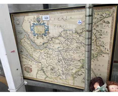 A VINTAGE FRAMED MAP OF CHESHIRE