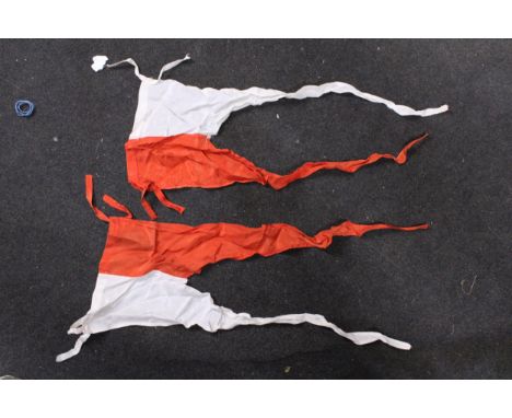 TWO BRITISH INDIAN ARMY LANCE PENNANTS, HEIGHT 22CM, LENGTH 57CM