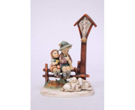 A HUMMEL FIGURE GROUP "WAYSIDE DEVOTION" NO. 28