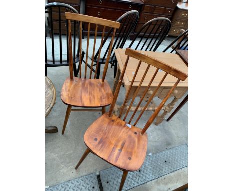 A PAIR OF ERCOL STICK BACK DINING CHAIRS
