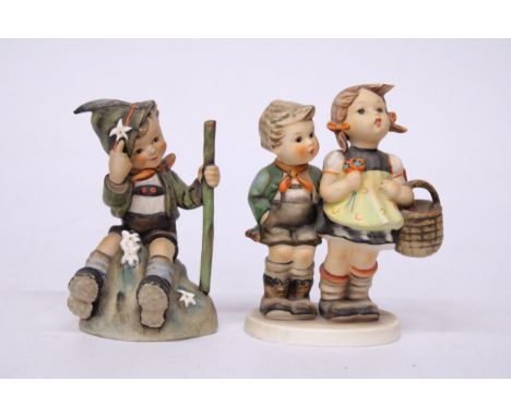 TWO GOEBEL HUMMEL FIGURE GROUPS "TO MARKET" - NO. 49/0 AND "THE MOUNTAINEER" NO. 315