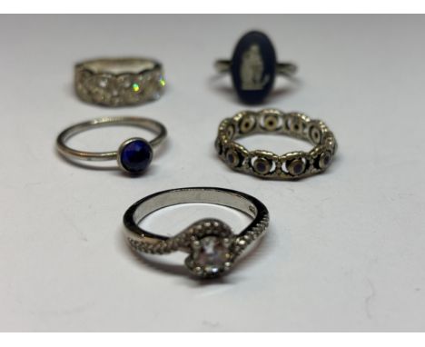 FIVE VARIOUS SILVER RINGS