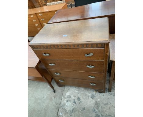 A MID 20TH CENTURY OAK LEBUS CHEST OF FOUR DRAWERS, 30" WIDE