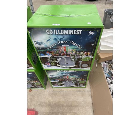 TWO NEW AND BOXED GO ILLUMINEST SOLAR FENCE PLANTER BIRD BOXES