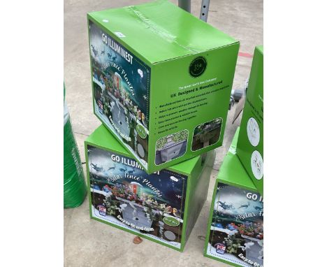 TWO NEW AND BOXED GO ILLUMINEST SOLAR FENCE PLANTER BIRD BOXES