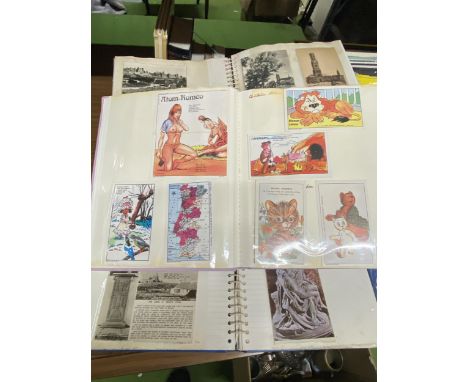 THREE ALBUMS CONTAINING A COLLECTION OF POSTCARDS, SOME VINTAGE