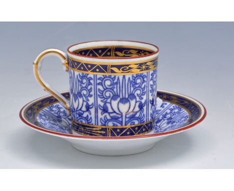 Royal Worcester coffee can and saucers, circa 1910, Queen Charlotte pattern, a Royal Crown Derby Imari pattern coffee can and