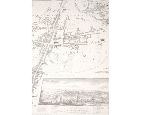 Ordnance survey map, 6" to one mile scale, Northampton revised 1921 on a scroll, other maps and prints of local interest toge