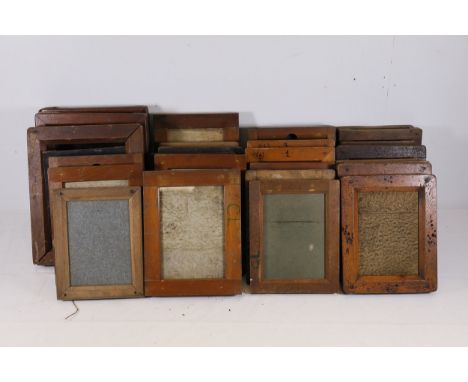 Antique Wooden Camera Plate Collection with 30 PiecesThis collection comprises 30 antique wooden camera plates, each featurin