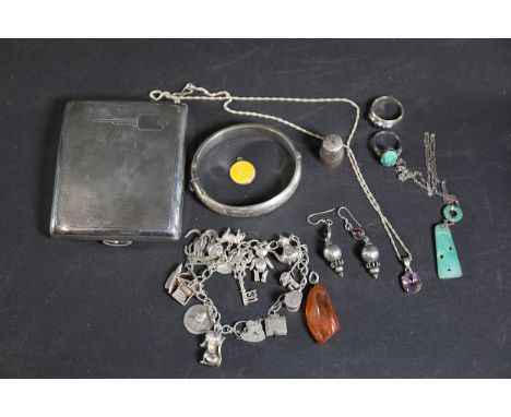 Collection of Silver Jewellery and Accessories  A diverse collection of silver jewellery and small accessories, featuring vin