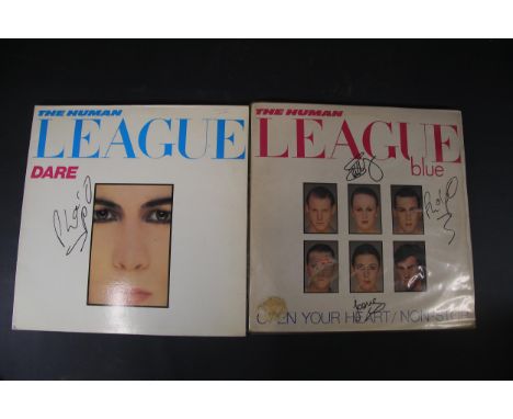 **Two Signed 12" Vinyl Records by The Human League: "Dare" &amp; "Open Your Heart / Non-Stop"**  This lot features two origin