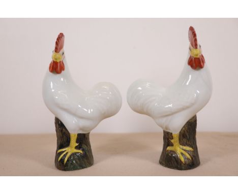 Pair of Vintage 20th-Century Chinese Export Chicken Ornaments  A pair of vintage 20th-century Chinese export ceramic chicken 