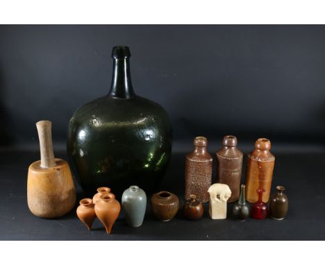 Eclectic Collection of Antique Bottles, Vessels, and Decorative ItemsSome items are hand crafted by Peter Vost, including the