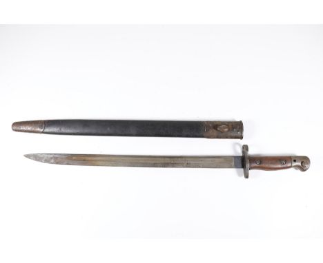 **British WWI Wilkinson 1907 Pattern Bayonet with Scabbard**  A British Wilkinson 1907 Pattern bayonet from the First World W