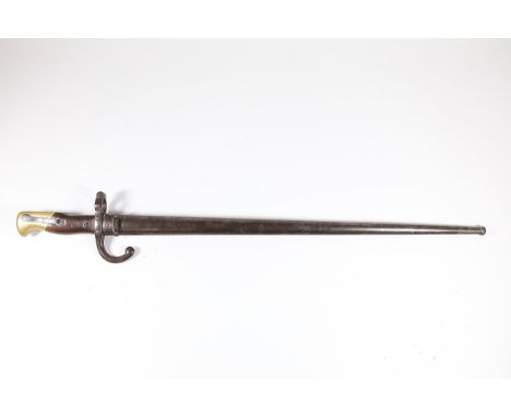 French Model 1874 Gras Bayonet with Scabbard  This is a French Gras Model 1874 bayonet, designed for the 11mm Gras rifle and 