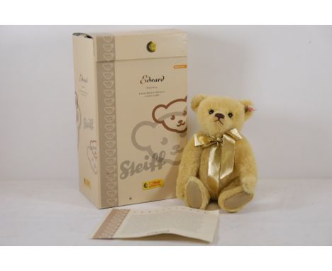 Steiff Edward Blond Teddy Bear, Limited Edition  A Steiff Edward teddy bear, measuring 26 cm in height, crafted in blond moha
