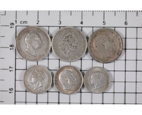 **Collection of Six Antique British Coins**  A set of six antique British coins spanning the 19th and early 20th centuries, s