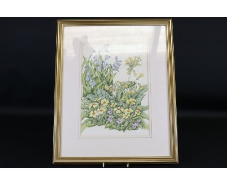 **Golden Framed Botanical Illustration by Marion Beresford**This elegant botanical illustration by Marion Beresford features 