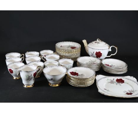 **Royal Stafford Bone China "Roses to Remember" Tea Service**A mid-20th-century complete Royal Stafford tea service crafted i