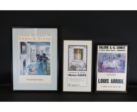 Collection of Three Framed French Posters: Edward Stone, Mateo Santa, and Louis ArrideThis collection includes three distinct
