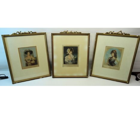 E M HESTER After HOPPNER & LAWRENCE; a series of three Mezzotints of Lady Peel, Miss Byng and Lady Langham, each signed in pe