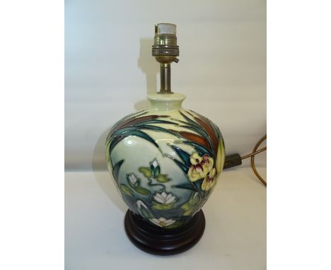 A Moorcroft Table Lamp decorated in the Limia pattern with bullrushes and water lilies.  8" (20cms) high.