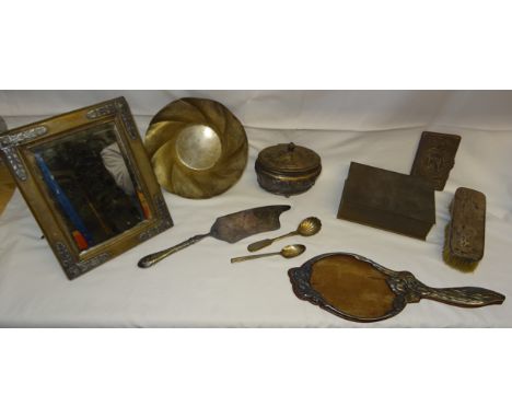 A quantity of Polish plated Table Ware, of Art Nouveau design including oval tea caddy, upright table mirror, a few items of 