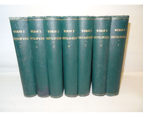 "Woman's Encyclopedia", seven volumes in green boards.  