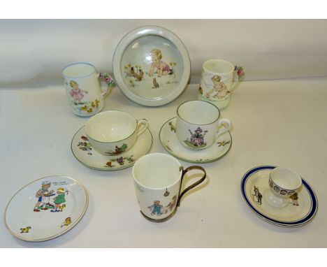 A collection of Nursery China including Paragon bowl by Eileen Soper, two Paragon Playtime Series mugs, Midwinter egg cup and