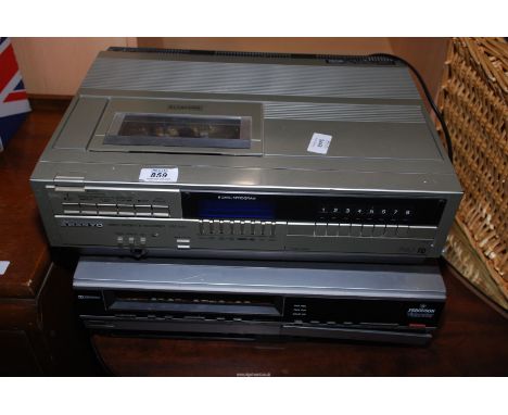 A Sanyo cassette recorder and a Ferguson Video Star VHS player.