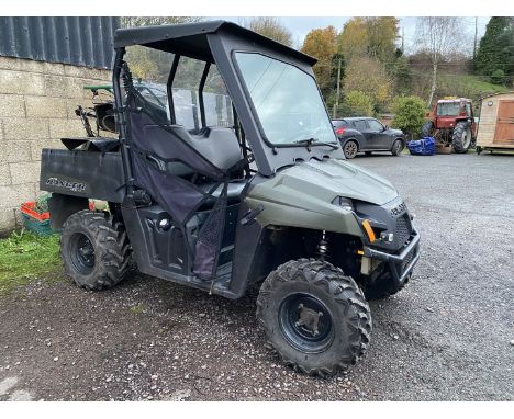 An apparently little used Polaris 400 HD Ranger UTV, green, petrol, first registered November 2011, reg. no. WX61 KZL, showin