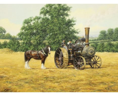 Kevin March (b.1961); oil on canvas, Steam Engine, 45 x 59 cm. Not available for in-house P&amp;P, contact Paul O'Hea at Mail