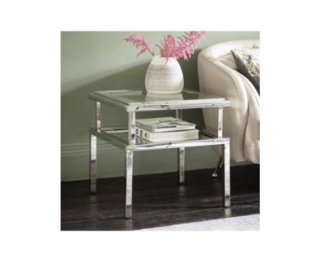 Salerno Side Table Silver This Two Storey Salerno Side Table Oozes Class And Sophistication With A Silver Exterior And Glass 