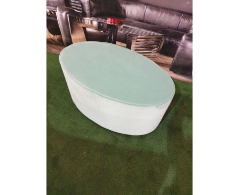 Velvet Ovoid Mint Foot Stool Small Damage To Base 80 X 45 X 46cm (ST17)