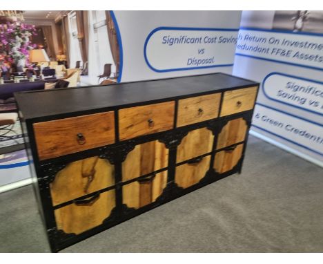 Windsor IF 021 Solid Wood &amp; Iron 4 Drawer 2 Door Industrial Buffet Cabinet Sideboard Allow Your Dining Room Look Exceptio